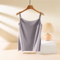 thumbnail image 5 of Tank Tops for Women Built in Bra Backless Basic Double Lined Summer Spaghetti Strap Sleeveless Cami Workout Shirts with Molded Cups and Adjustable Straps Gray XXL, 5 of 8