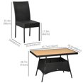 thumbnail image 3 of Outsunny 5 Pieces Rattan Patio Dining Set, Wicker Table and 4 Padded Chairs, 3 of 10