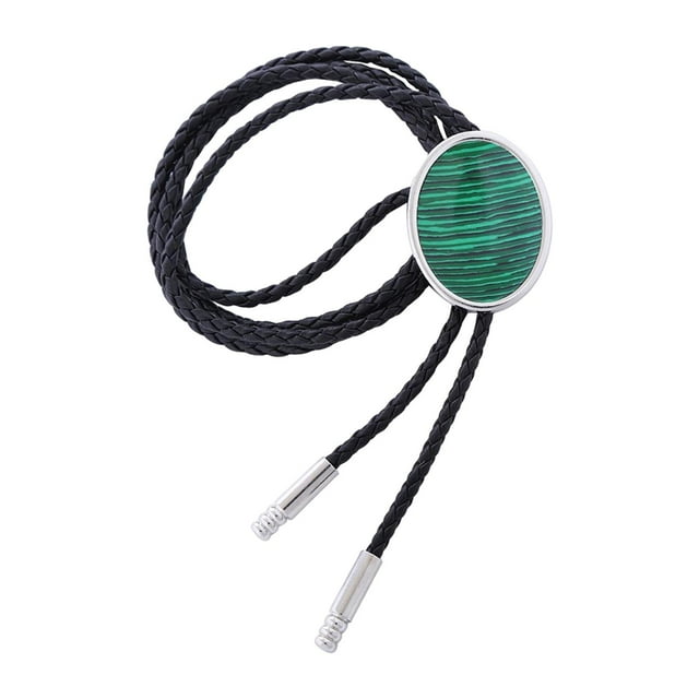 Estilo retro Western Bolo Tie, Cuerda de cuero de PU para Mujeres Hombres Accesorio de ropa para vestidos Camisas Festival Suéter Boda Color Verde Rayas Negras Fernando Corbata de vaquero