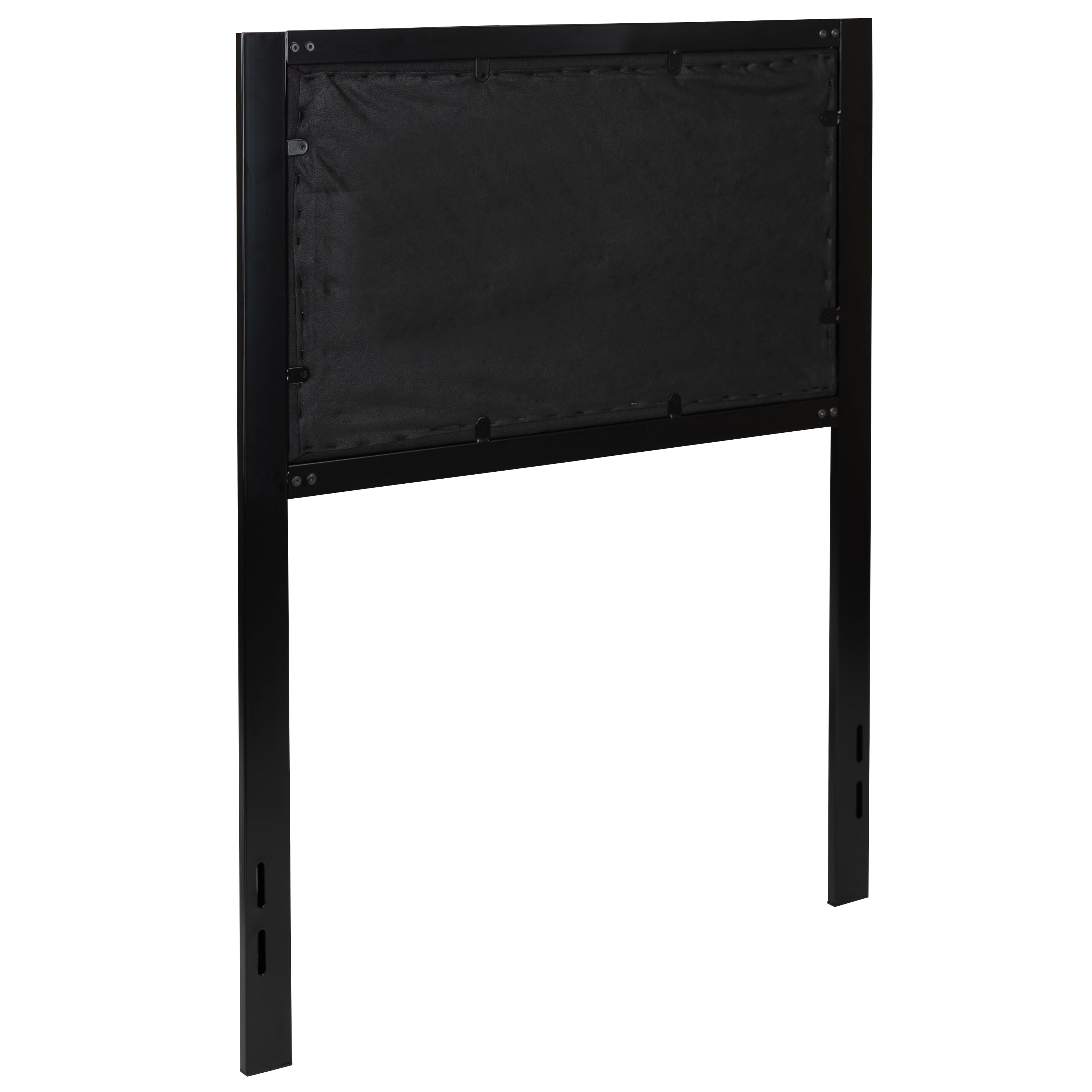Emma + Oliver Twin Size Upholstered Metal Panel Headboard in Tufted Black Fabric