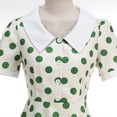 thumbnail image 4 of Blmnix Women Dress Vintage Dress Tent Polka Dot Dress Under Dresses Collared Cocktail-Length Green Short Sleeve Adjustable Waist Going Out Dress,S, 4 of 8