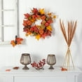 thumbnail image 4 of Nearly Natural Plastic Thanksgiving Autumn Artificial Fall Wreath, with Pumpkin Berries 24" (Orange), 4 of 5