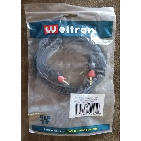 Weltron 6Ft Gold 3.5Mm Aux Stereo Mm Professional Audio Interconnect Cable Cord