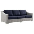 thumbnail image 3 of Modway Conway 4-Piece Fabric & Rattan Patio Furniture Set in Light Gray/Navy, 3 of 10