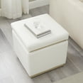 thumbnail image 3 of Linon Elta Square Storage Ottoman, White Faux Leather, 3 of 10