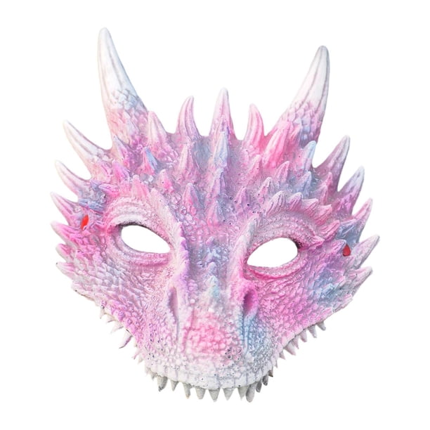 Máscara de dragón 3D para cosplay, máscara facial para actuaciones en el escenario, juego de rol, carnaval Rosa