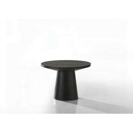 Jasper Ebony Black Round End Table with Pedestal Base - Modern Home Decor