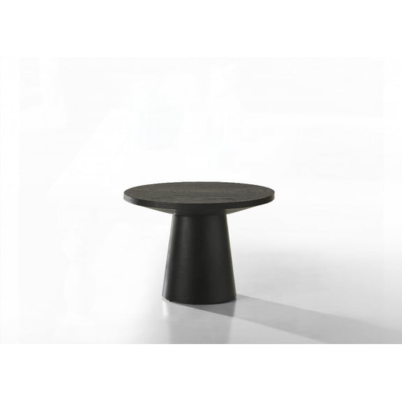 Jasper Ebony Black Round End Table with Pedestal Base - Modern Home Decor