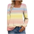 thumbnail image 2 of Aobny Gradient Women's Blouse Asymmetrical Tshirt Pullover V-Neck Long Sleeve Christmas Teacher Shirt,XL, 2 of 7