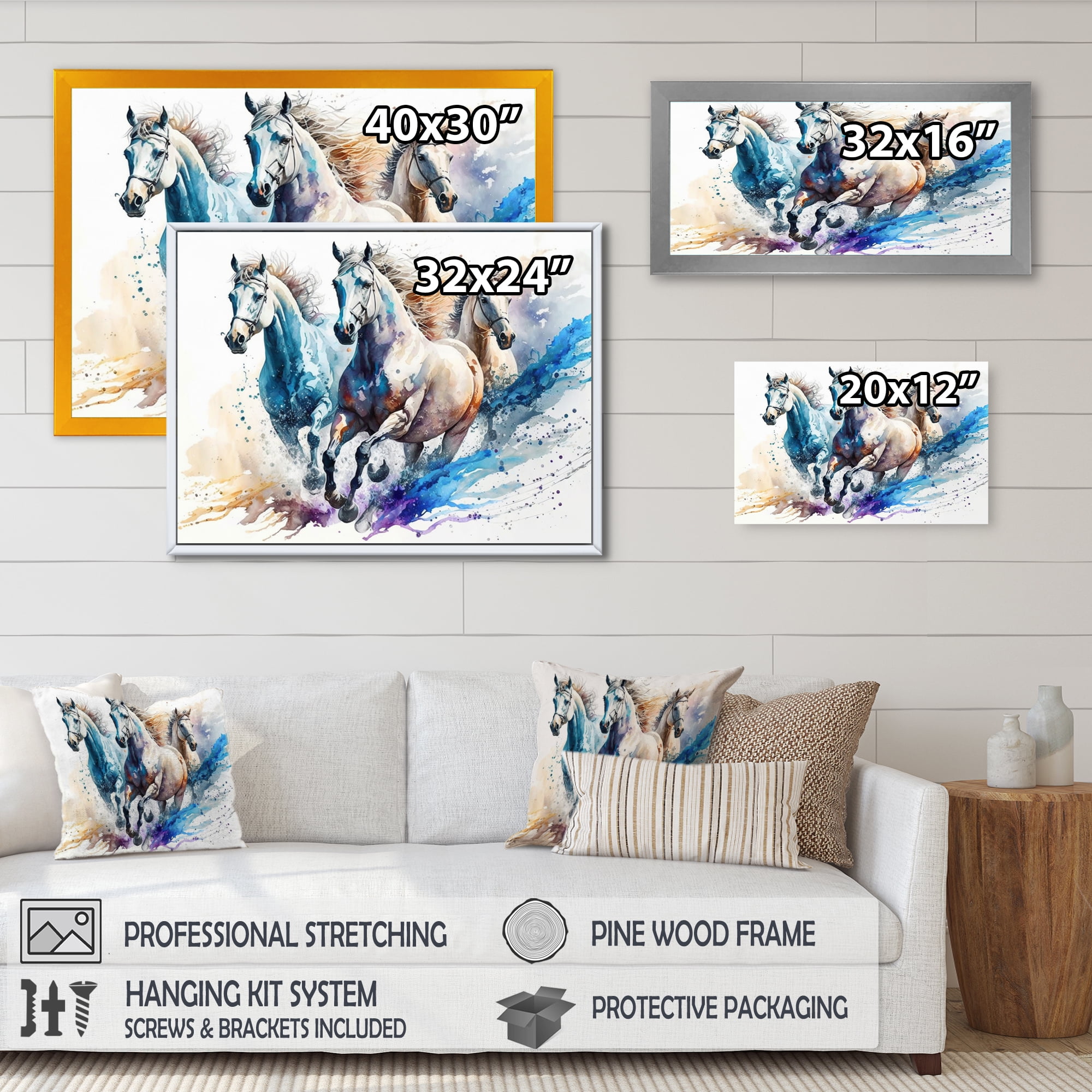 Designart Herd Of Horses Running IV Canvas Wall Art
