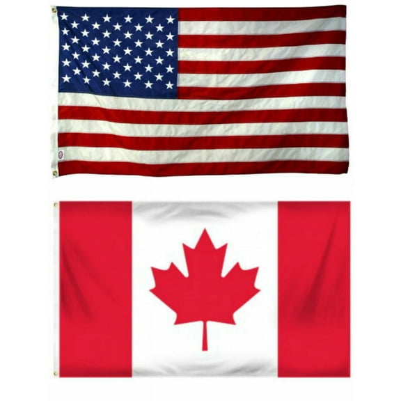 12x18 12"x18" Wholesale Combo USA American & Canada Canadian Flag Grommets