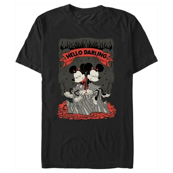 Men's Mickey & Friends Halloween Hello Darling Graphic Tee Black Small