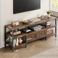 thumbnail image 2 of Rustic brown 63 - pulgada moderno - industrial mesa de TV para tvs up to 65 pulgadas, con 2 fabric cajones, abiertos design, almacenamiento estantes y metal frame, 2 of 7