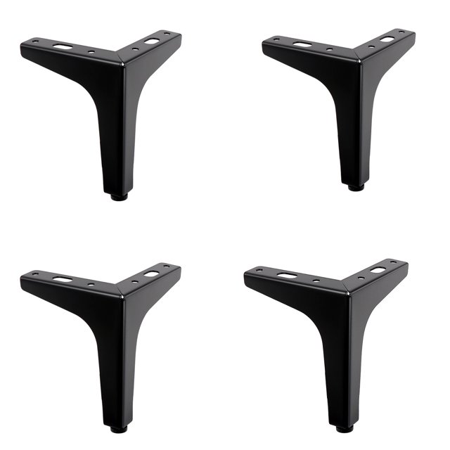 4x Patas de metal para muebles en forma de triángulo, estilo moderno, soporte de TV, sofá, aparador, mesa, cama, escritorio, bricolaje, acabado negro mate de 100 mm