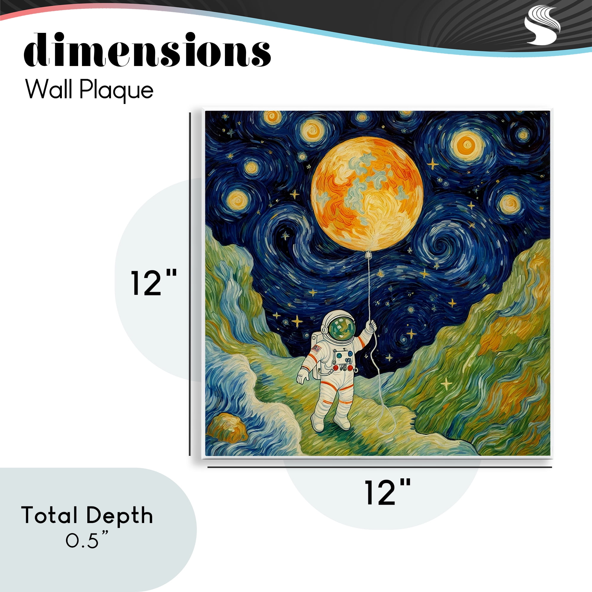 Impressionist Astronaut in Space Wall Plaque Art, design by Angie Hawke