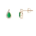 thumbnail image 2 of ANGARA Natural Pear Emerald Earrings with Diamond Swirl Frame in 14K Rose Gold for Women (Size-5x3mm) | May Birthstone, Birthday, Anniversary, Jewelry Gift for Women | Natural Emerald Earrings, 2 of 9