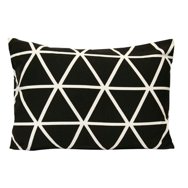 Stratton Home Decor Black and White Geometric Triangle Lumbar Pillow