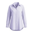 thumbnail image 2 of Bosfbaoi Long Sleeve Shirts for Women Vertical Striped Lapel Collar Drop Shoulder Long Sleeve Womens Tops Oversized Button Down Shirts, 2 of 9
