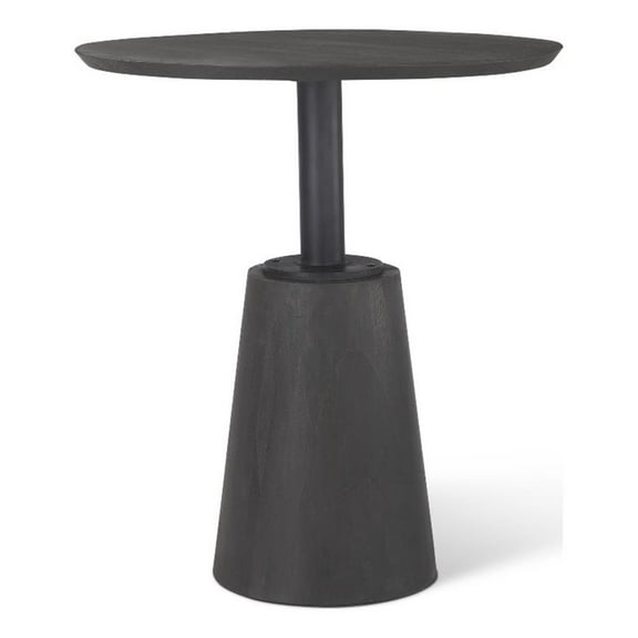 Mercana Maxwell 32" Round Black-Brown Wood w/ Black Metal Pedestal Bistro Table