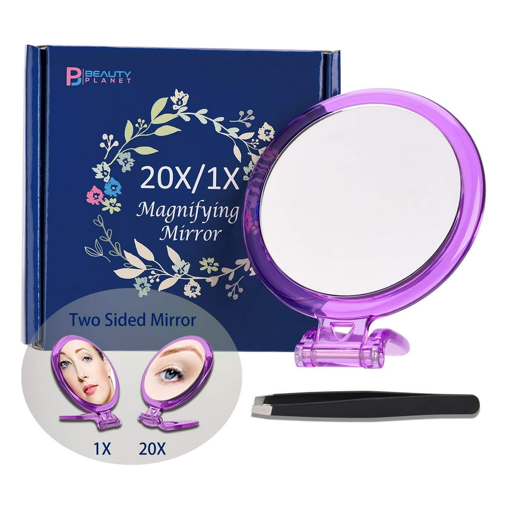 20X Magnifying Mirror, Two Sided Mirror, 20X/1X Magnification, Folding