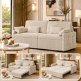 thumbnail image 6 of AIHO 78.7" Convertible Sofa Bed, Multi-Functional Adjustable Sleeper Sofa with Reclining Backrest & Removable Armrest, Space Saving Folding Couch Bed for Small Apartment Living Room,Beige, 6 of 13