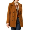 thumbnail image 6 of Women's Long Sleeves Double Breasted Button Winter Outerwear Pea Coat XS Brown, 6 of 9