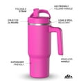 thumbnail image 2 of Hydrapeak Kids Voyager 18 oz Tumbler with Handle and Flip-Up Straw Lid | Spill Proof and Leak Resistant | Reusable Stainless Steel Water Bottle | Gift for Kids Boys Girls | Fuchsia, 2 of 7