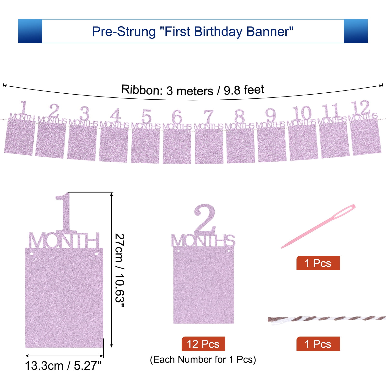 Unique Bargains Birthday Photo Banner 1 To 12 Months First Birthday Decor Pink