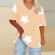 thumbnail image 4 of Camisetas de Verano de las Mujeres de Manga Corta con Cuello en V de Gran Tamaño Camiseta Deportiva Sólida, Base Cómoda Casual, 4 of 4