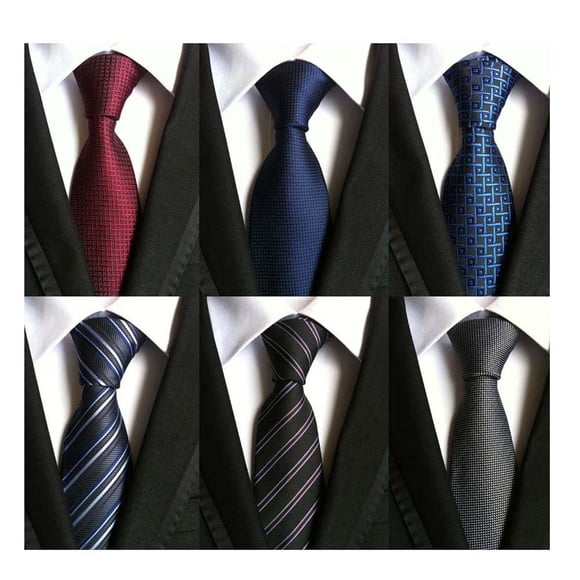 Set de 6 corbatas para hombre WeiShang, poliéster jacquard, 146 cm