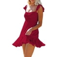 thumbnail image 4 of Lucakuins mujeres Mini vestido verano Casual A-line vestido Color sólido cuello barco moda espalda descubierta fiesta Vestido corto Lucakuins moda, 4 of 9