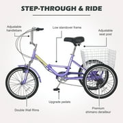 MOPHOTO Folding Adult Tricycle 7-Speed, 20 Three Wheel Cruiser Bike with Basket, Foldable Tricycle for Women,Seniors,Fold up Adult tricycle