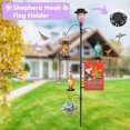thumbnail image 4 of LUJII Solar Shepherds Hooks for Outdoors, Bird Feeder Pole with 4 Adjustable Hangers and 1 Flag Holder, Garden Stand for Hummingbird Feeders, Wind Chimes, Plant Baskets, Lanterns (Purple), 4 of 7