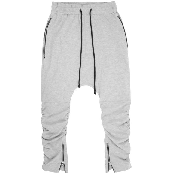 Ma Croix Mens Drop Crotch Jogger Pants Lightweight Zippered Elastic Sweatpants