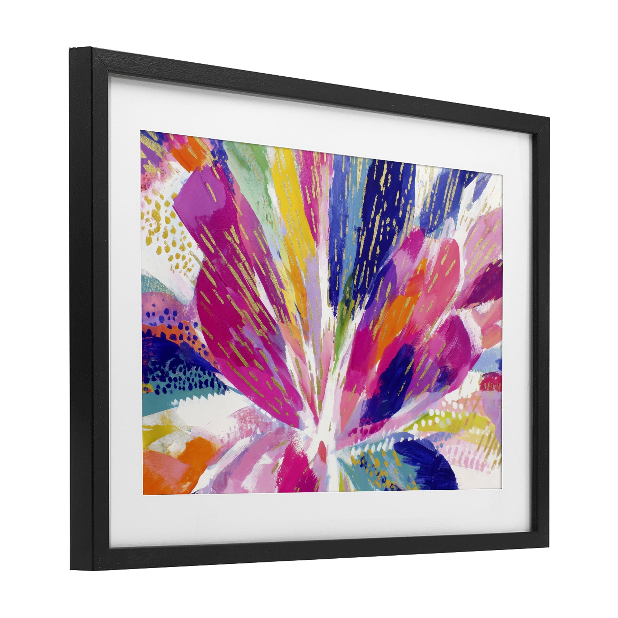 Stupell Industries Flower Burst in Vibrant Tones Black Framed Print Under Glass, design by Chromatic Storm Studio