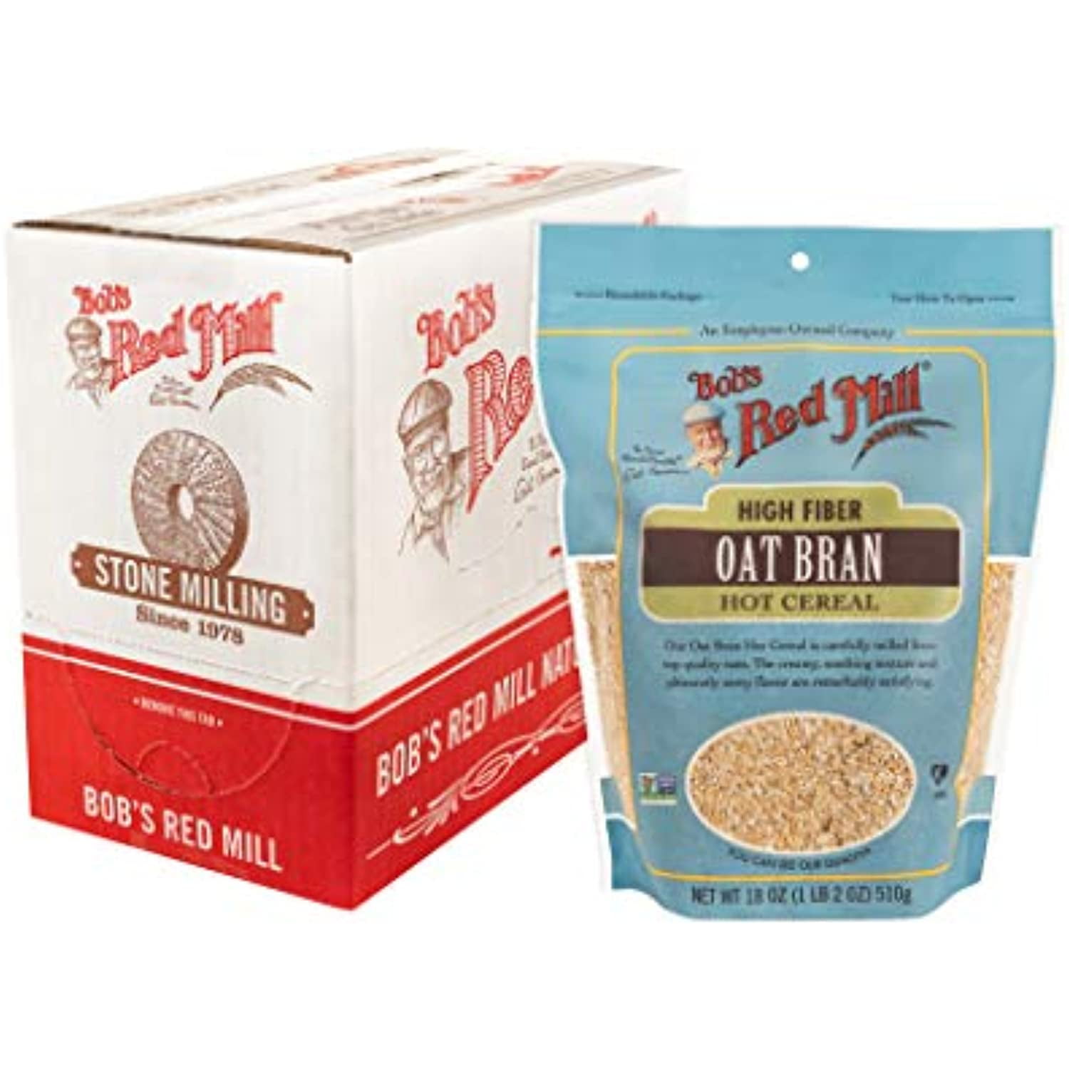 Bobs Red Mill Oat Bran Hot Cereal, 18Ounce (Pack Of 4)