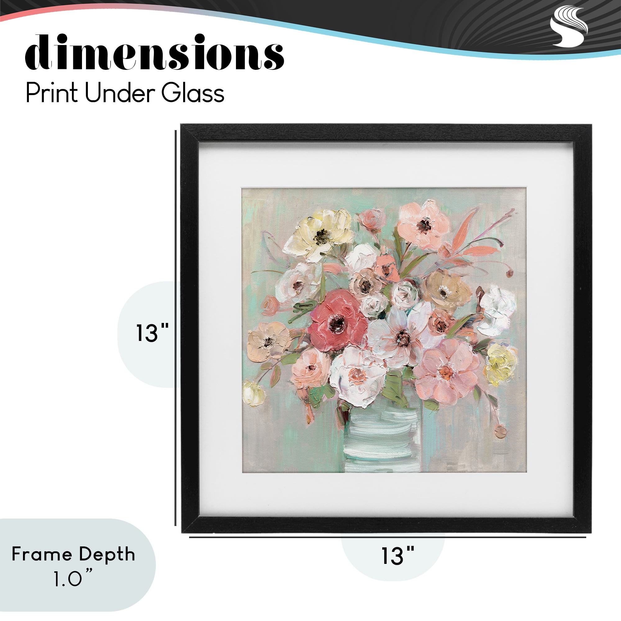 Stupell Industries Pastel Flower Forms Vase Black Framed Print Under Glass, design by Sally Swatland