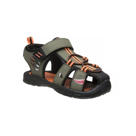 

Rugged Bear doble ajustable hook and loop Boys closed toe sport sandals on and off fixed bungee elastic lacing for adjustability and snug fit
