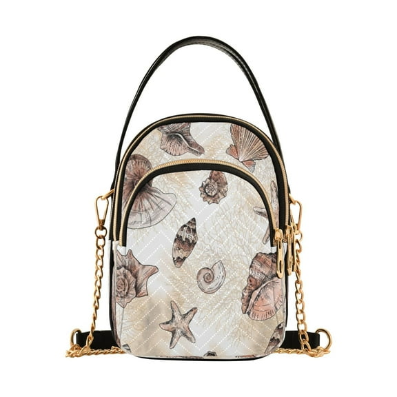 ALAZA Chain Crossbody Bags for Women Watercolor Seashells Shoulder Handbag Phone Purse