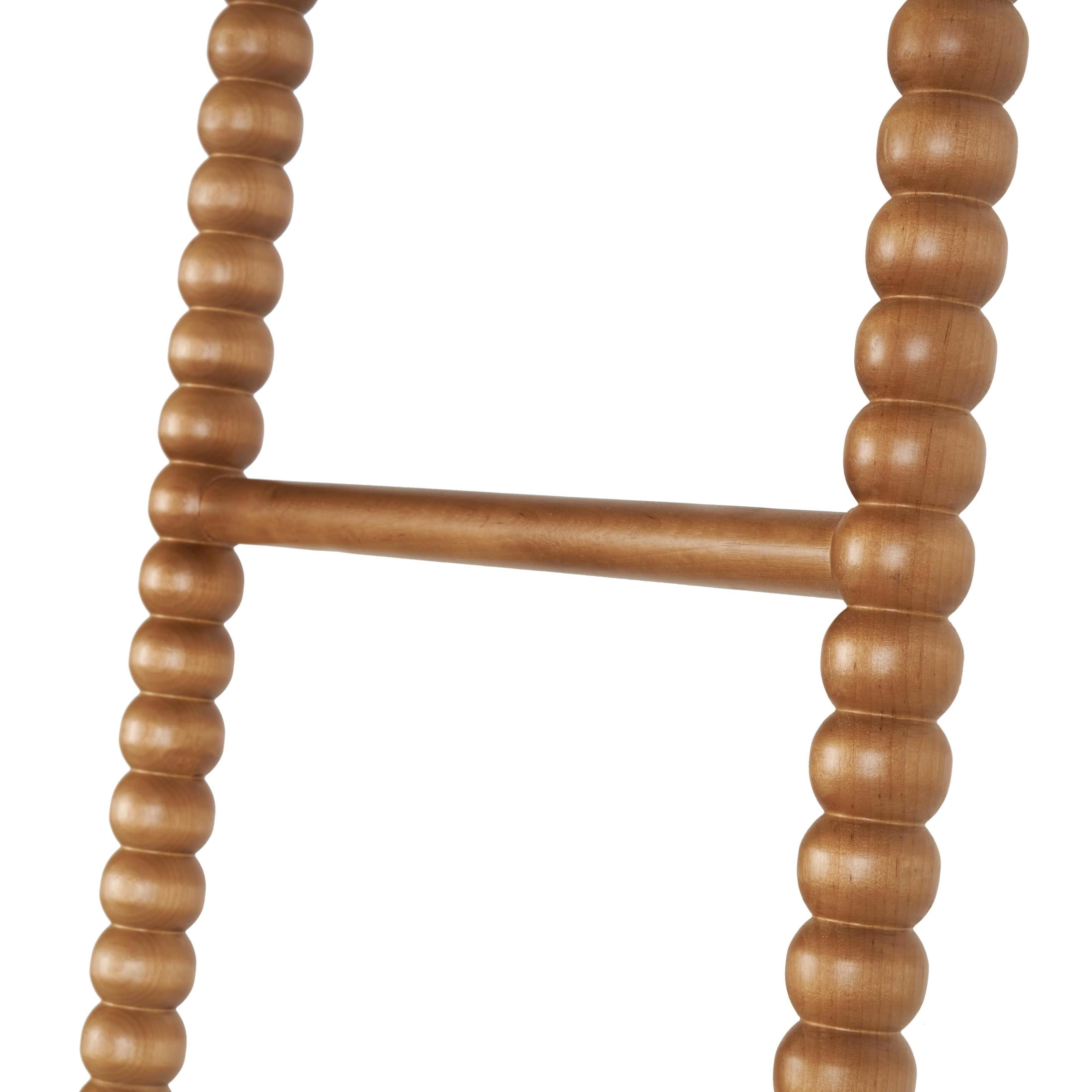 DecMode 17" x 73" Brown Wood Beaded 5 Rung Ladder, 1-Piece