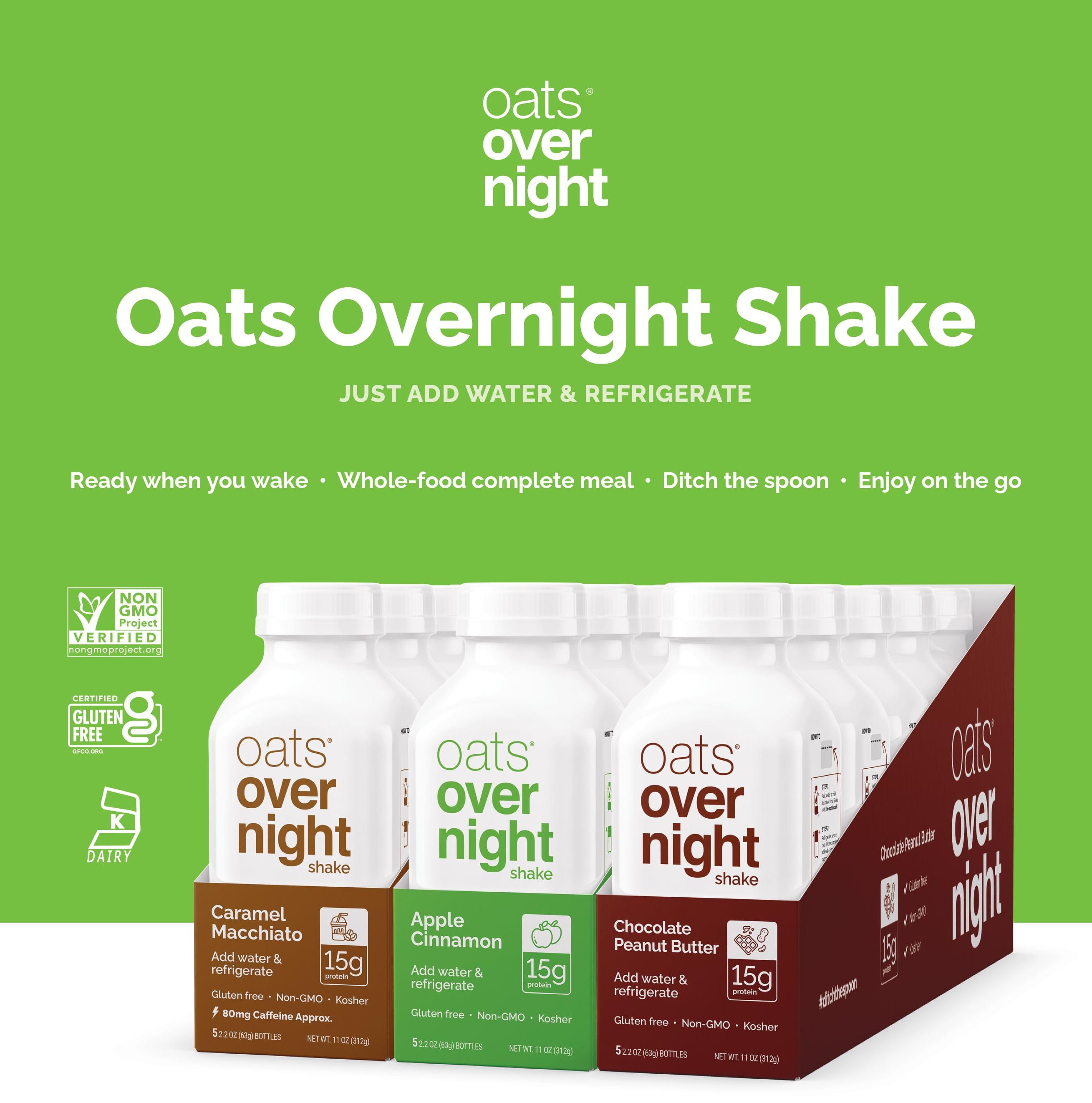 Oats Overnight BlenderBottle - Customized for Overnight Oats - NO Whisk  Ball - Milk Fill Line - Clear/White/Green - 20-Ounce Loop Top