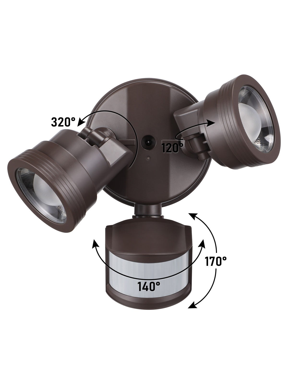 2 pack 25W LED Security Light with Motion Sensor, Dusk to Dawn Flood Wall Light, 30°-80° Beam Angle Adjustable, 5000K Daylight, ETL Listed, Bronze