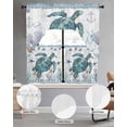 thumbnail image 2 of Coastal Turtle Swag Curtains for Living Room/Bedroom Windows, Nautical Starfish Coral Jellyfish Stripes Kitchen Curtains and Valances Set 36 Inch Length, Light Filtering Swags Valance Curtain Panels, 2 of 5