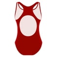 thumbnail image 2 of renvena Kids Girls Solid Color One Piece Swimsuit Racer Back Sporty Swimwear Beach Sport Bathing Suit Red 8, 2 of 6