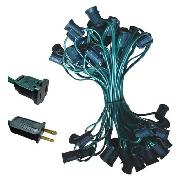 C9 Light Strand SPT-2 50ft Green Wire C9 Christmas Light Stringer