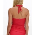 thumbnail image 2 of TOMMY HILFIGER Women's Red Stretch Shirred Tie Lined Deep V Neck Molded Cup Halter Tankini Swimsuit Top XS, 2 of 2