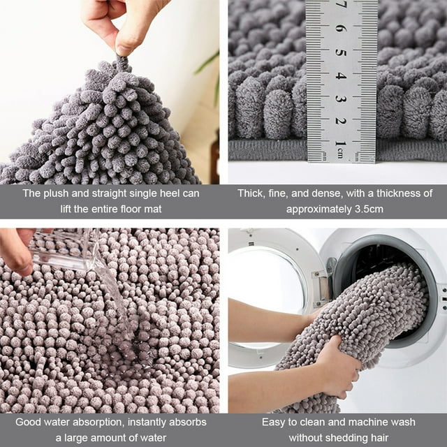 Baohd 1/2/3 Anti-slide Bath Rug Easy To Clean And Waterproof Space-saving Floor Mats coffee 43*61CM 1 Pc