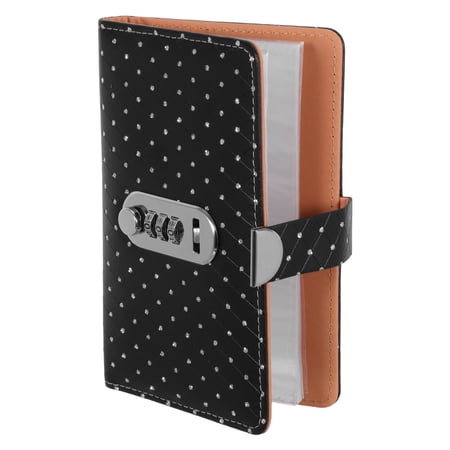 OUNONA Black PU Password Lock Binder with Clear Pockets for Secure Cash Storage and Money Saving