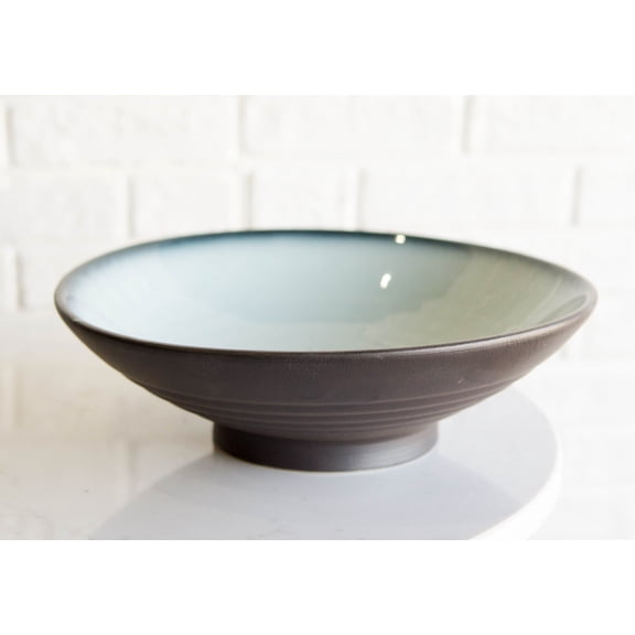 Pack Of 4 Ceramic Zen Blue Dinner Entree Soup Deep Plates Or Shallow Bowls 36oz