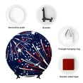 thumbnail image 4 of Zufioo Red White Blue Fireworks 1 Print Bone China Decorative Plate, Ceramic Dinner Plate with Stand Ceramic Decoration Homewares-7in, 4 of 6